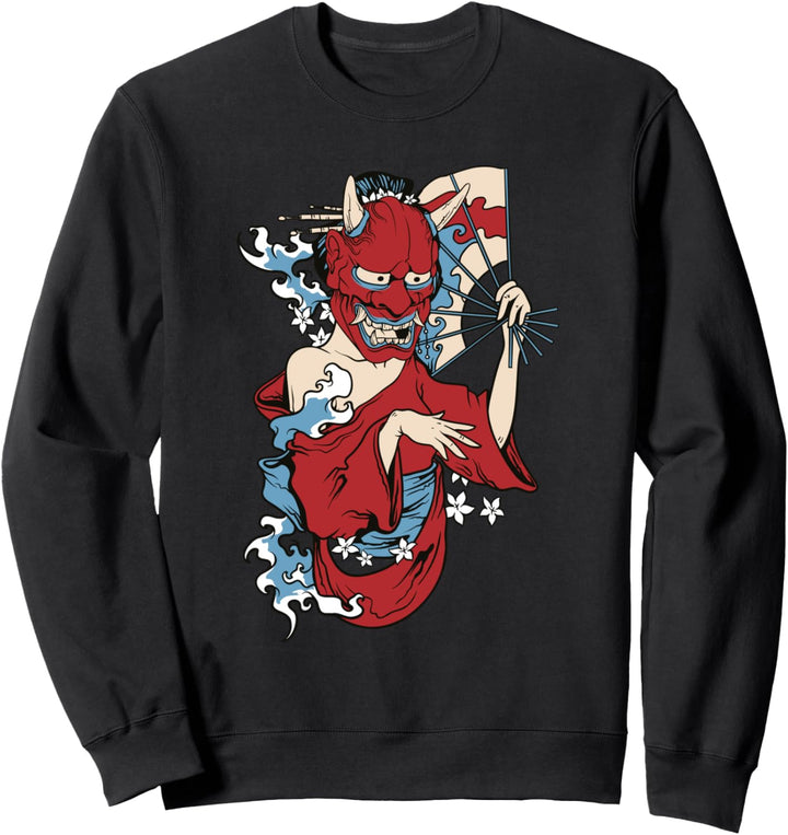 geisha girl mask Japanese demon Sweatshirt