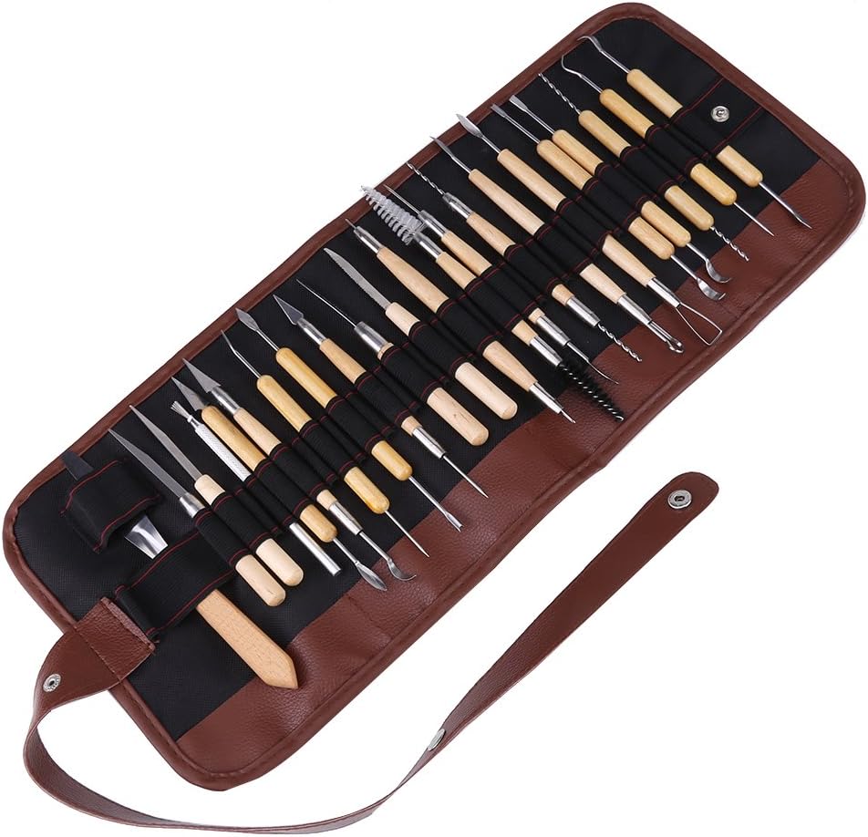 22pcs Keramik Carving Tool Set aus Holz Metall Ton Skulptur Moulding Tools Carving Tool Kit,Töpferwe