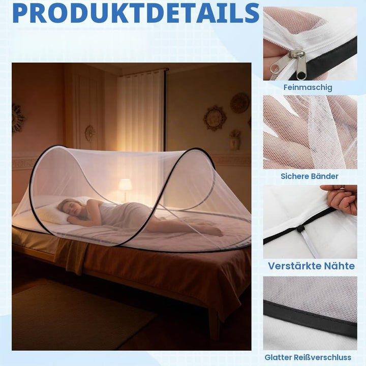 Moskitonetz Pop Up, 200 x 80 x 56 cm Faltbares Moskitonetz, Tragbares Moskitozelt mit Transportbeute
