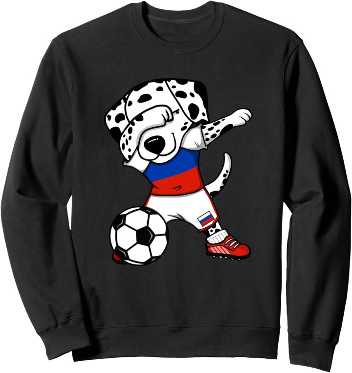 Dabbing Dalmatiner Hund Russland Fussball Russische Flagge Sweatshirt