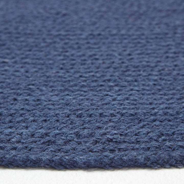 Homescapes ovaler Teppich 110 x 170 cm, dunkelblau, geflochtener Läufer aus Baumwolle, Wendeteppich,