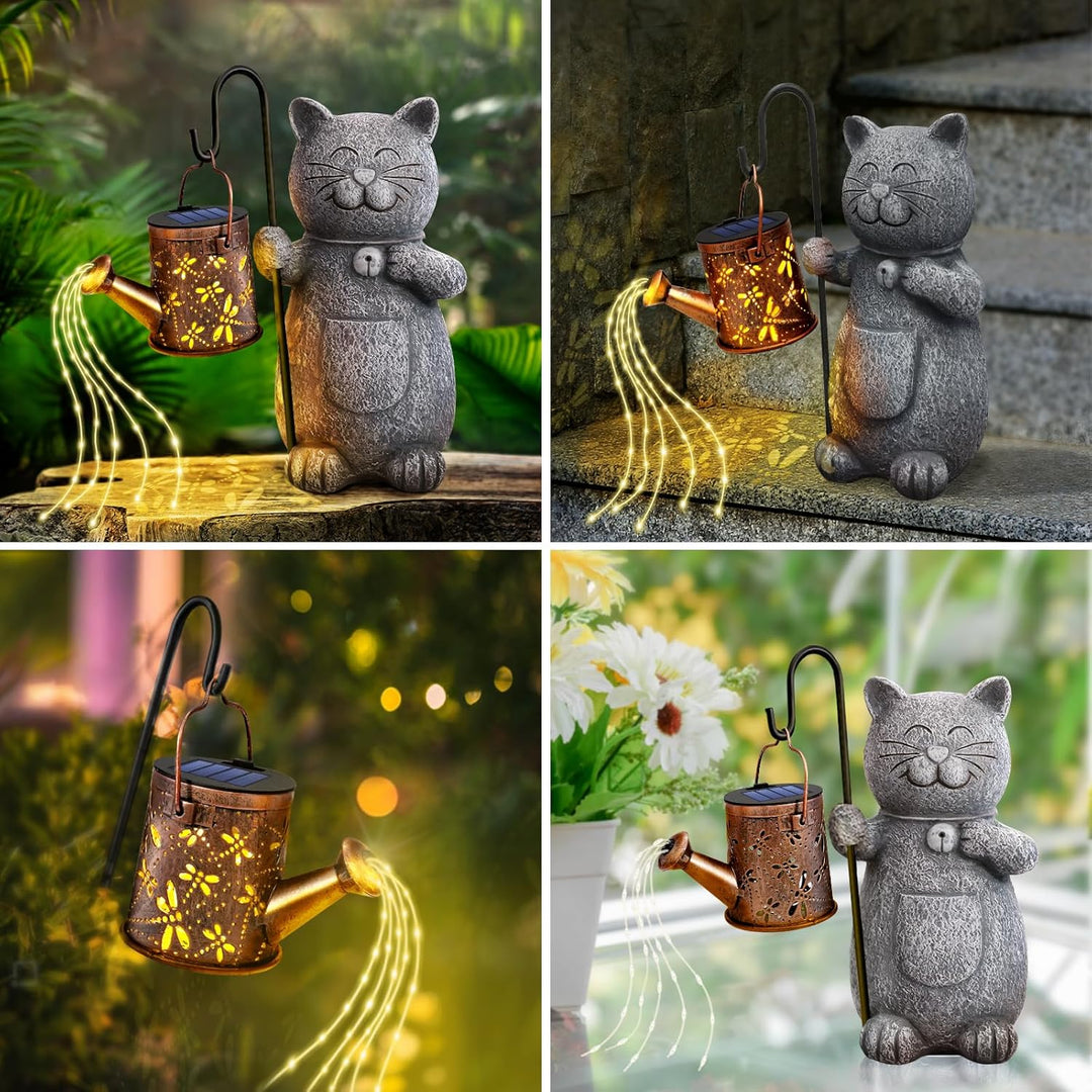 Hinshark Geschenke für Frauen Mama, LED Deko Katze Gartenstatuen, Geschenke für Frauen Weihnachten,