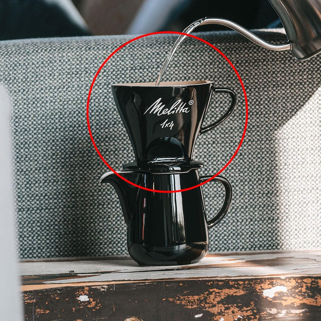Melitta 1x4 Permamenter Kaffeefilter aus Porzellan, schwarz 1x4 Schwarz, 1x4 Schwarz