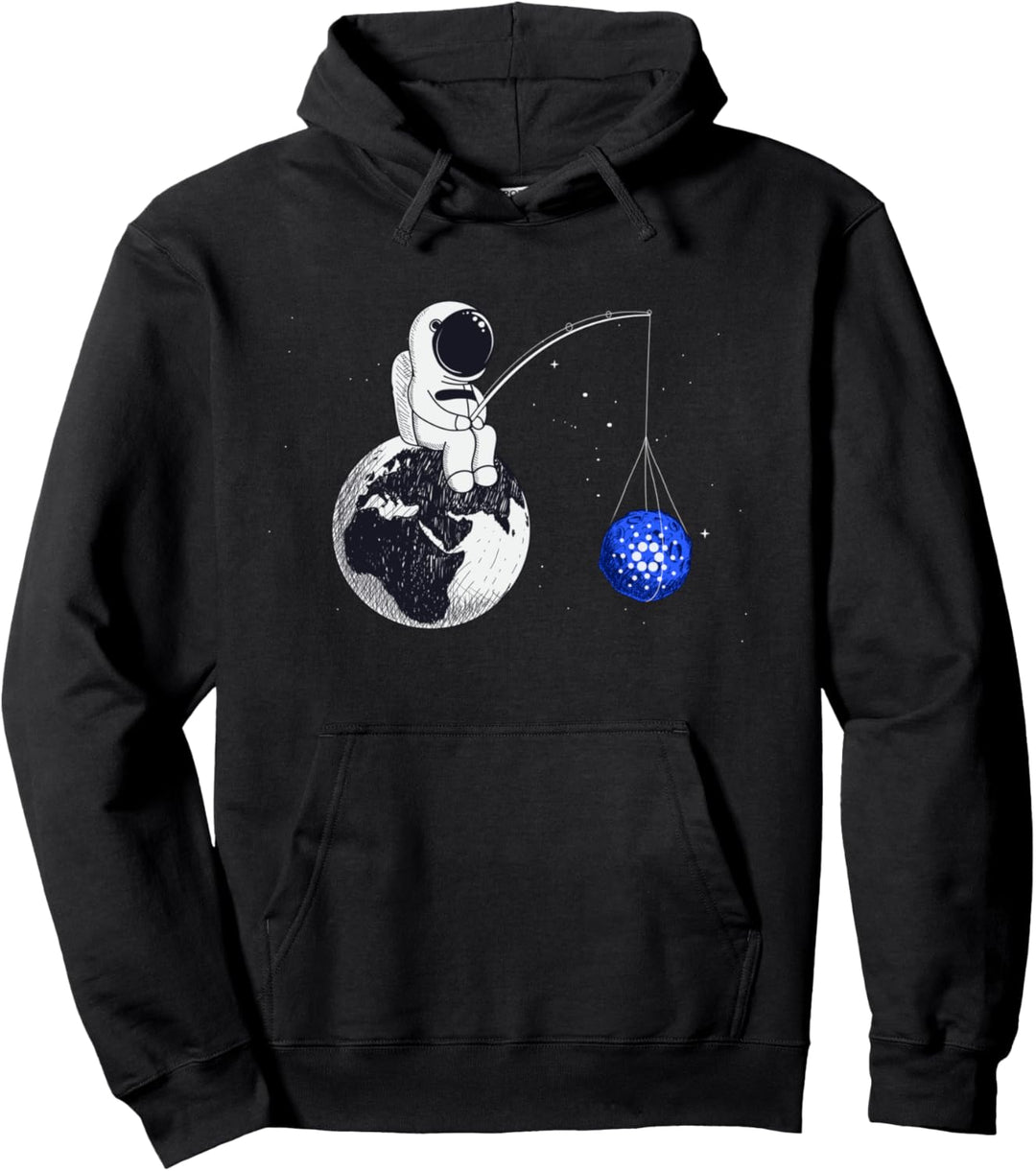 Cryptocurrency Talk Cardano To The Moon ADA Space Man Pullover Hoodie