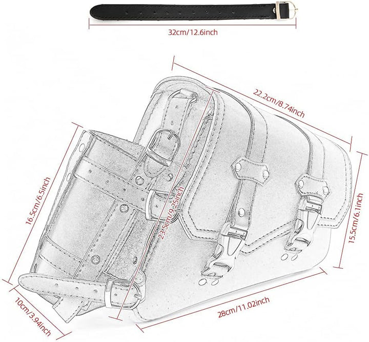 APEBAZY Motorrad-Satteltaschen - Braunes PU-Leder Schwingentasche Seitentaschen Dreieckige Gepäcktas