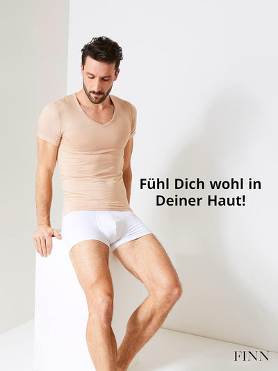 FINN figurformendes Kompressions-Unterhemd Herren - Shapewear Kurzarm Shirt mit Bauch-Weg Effekt - B