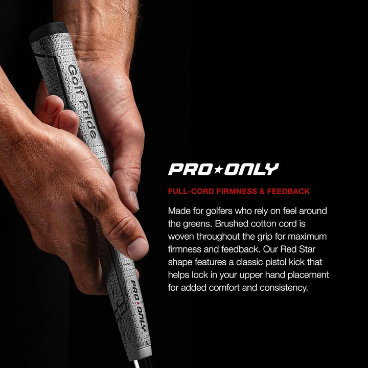 Golf Pride Pro Only Cord Red Star 72 cc Puttergriff, Grau