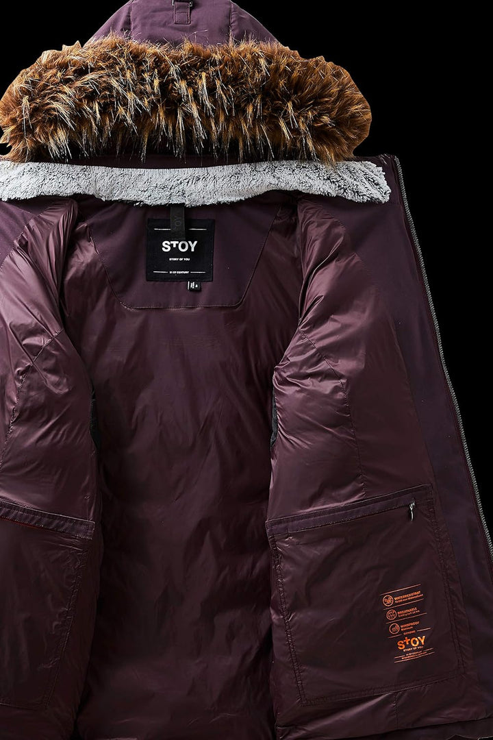 STOY Damen Wmn Quilted Jckt E Jacke In Daunenoptik Mit Abzippbarer Kapuze WMN Quilted JCKT E 46 dark