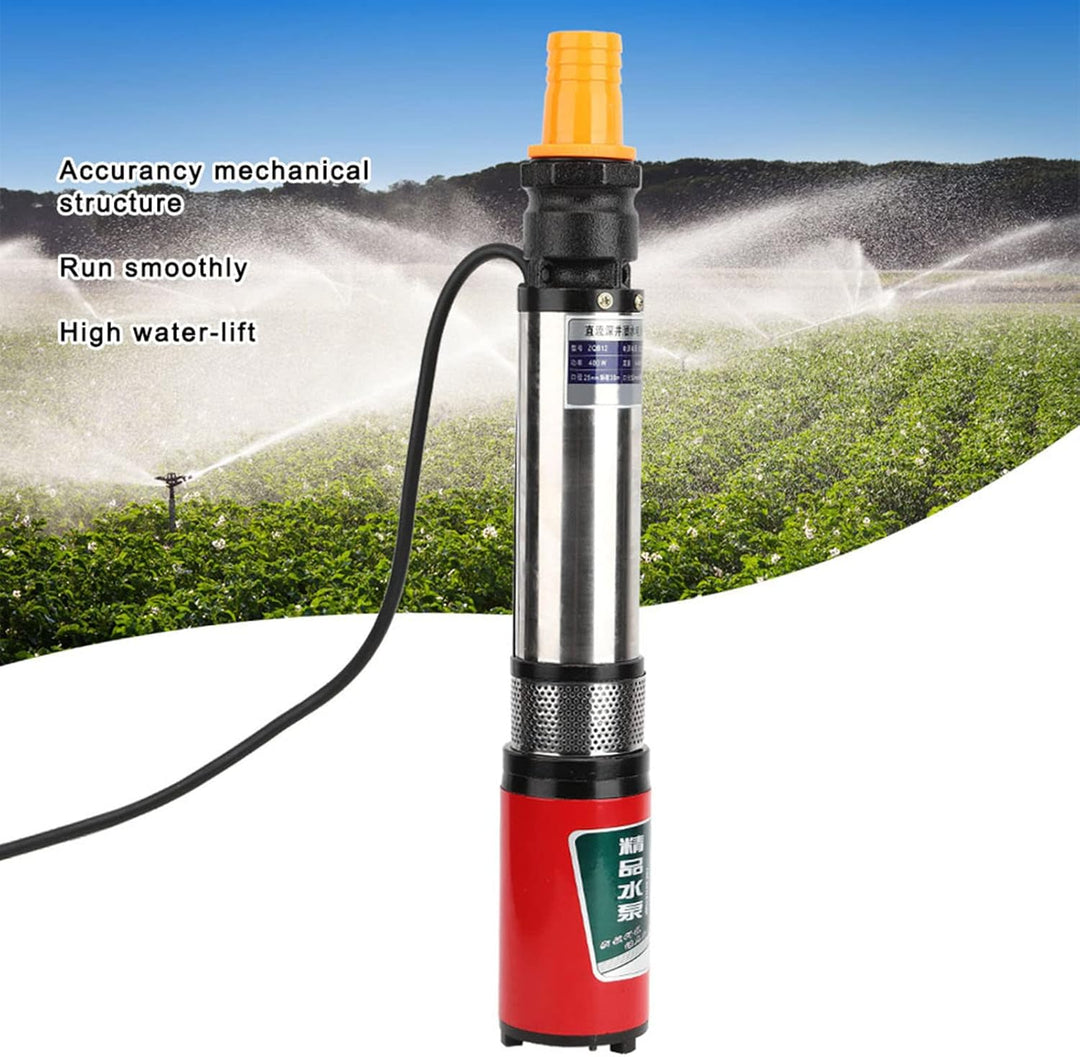 DC 12V Unterwasserpumpe, Tiefbrunnen Tauchpumpe Einseitig Saugende Wasserpumpe mit 2PI10 Meter Kabel
