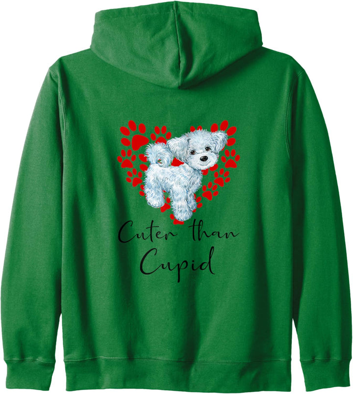 MALTESER Cuter Than Cupid Hunde Valentinstag YORKI Kapuzenjacke