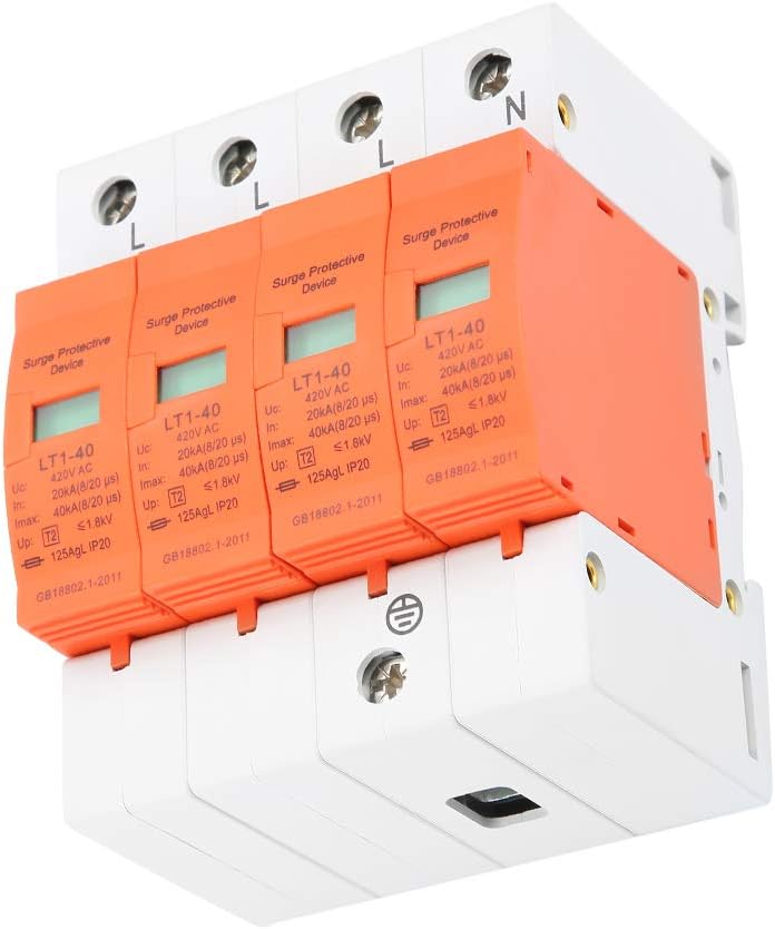 2pcs 4P Überspannungsschutz 40KA für den Haushalt 420V AC Lightning Protector Blitzschutz Surge Prot
