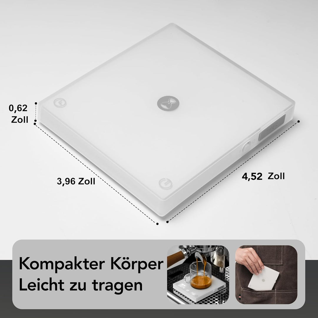 Black Mirror Mini TIMEMORE, Espresso-Waage mit Durchflussfunktions, tragbare Kaffeewaage, 2 kg/0,1 g