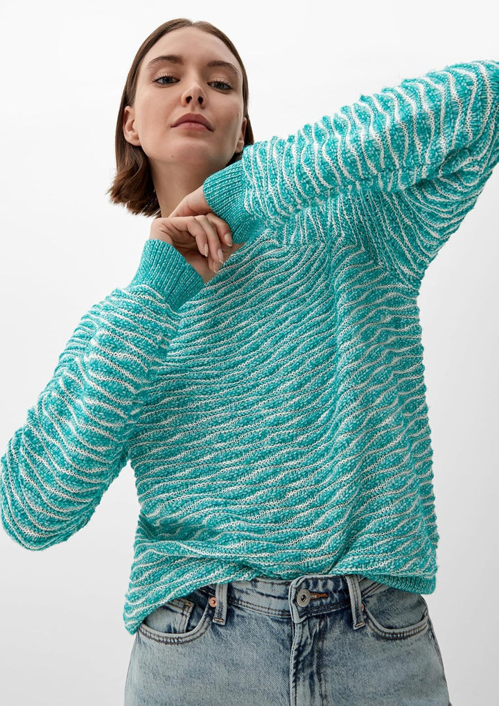 QS Damen Sweater XXL Blue Green, XXL Blue Green