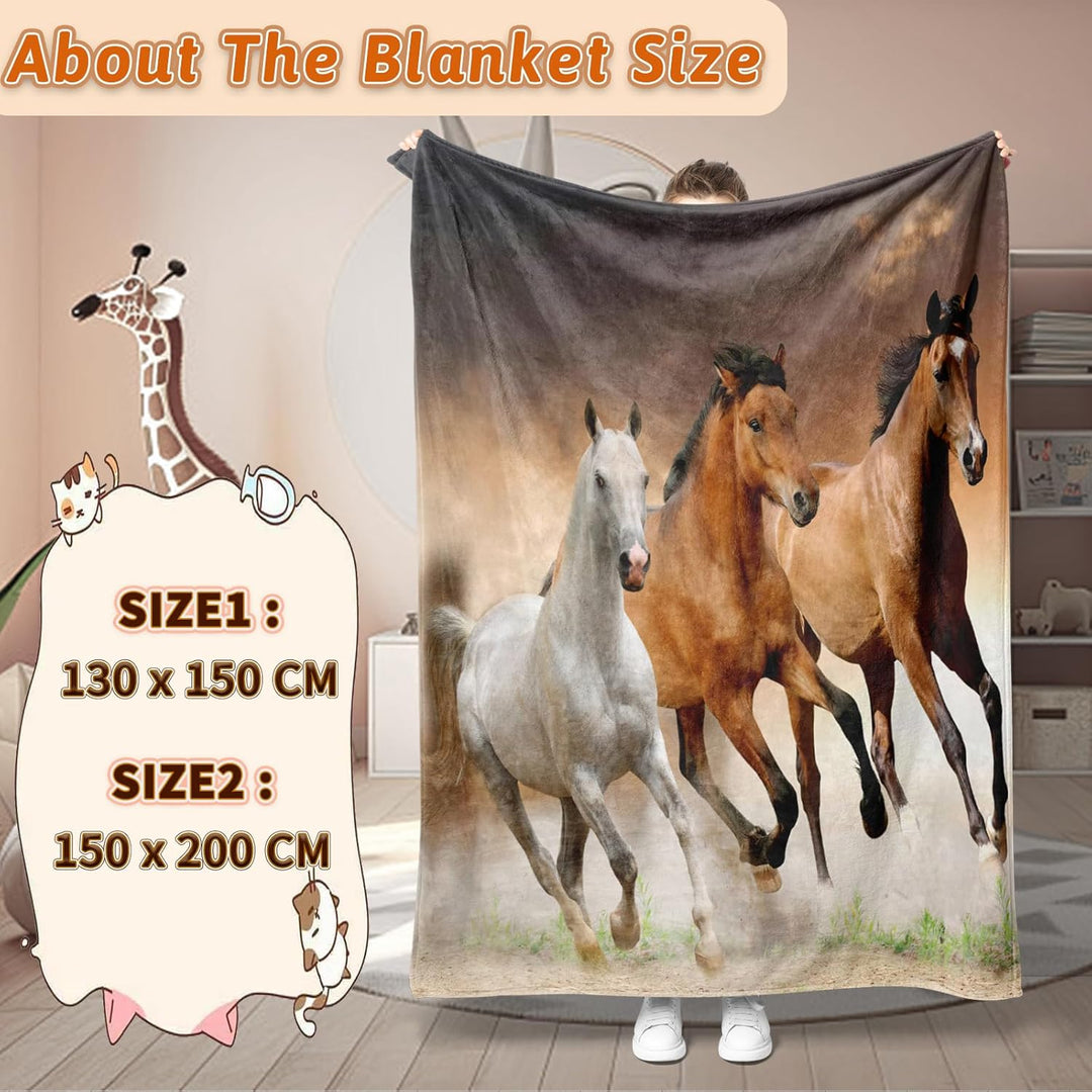 Pferd Kuscheldecke Flanell Decke,Kinderdecke 3D Pferd Flauschige Plüsch Decke,Wohndecke Fleecedecke