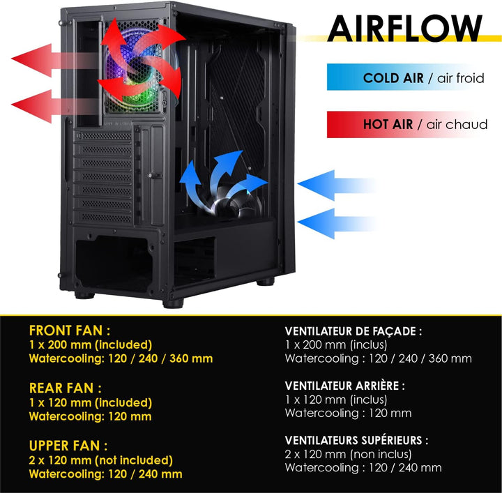 Empire Gaming – PC-Gehäuse Gamer Crystal – ARGB Mittelgrosser Tower ATX, Micro ATX und ITX – 3D-Spie