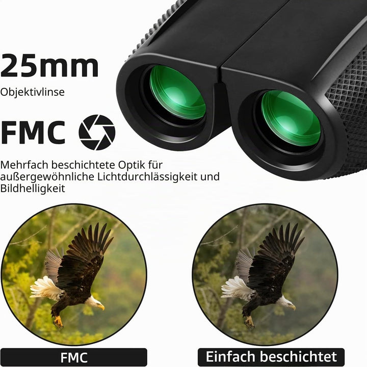 12x25 Kompakt Fernglas Kinder Erwachsene-Tragbares Minifernglas Schwaches Licht klares und faltbares