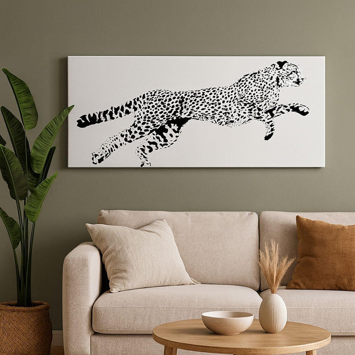 Wandbilder Dekoration Wohnzimmer Gepard Tier Dots Panorama Bilder auf Leinwand 120x50cm Leinwandbild