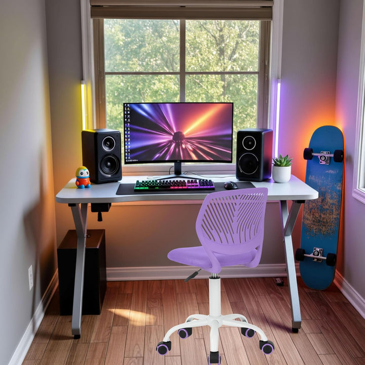 FurnitureR Gaming Stuhl für Kinder, ergonomischer Schreibtischstuhl ohne Armlehnen, moderner Bürostu