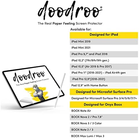 doodroo - Schutzfolie mit echtem Papiereffekt und Anti-reflex für BOOX Nova3 / 3 Color - Schützender