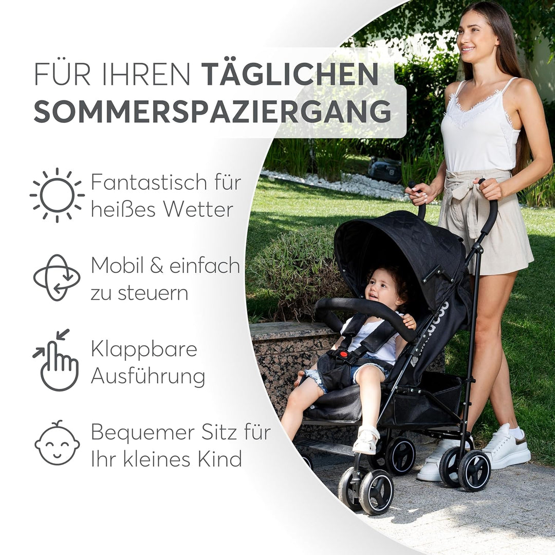 KikkaBoo BEETLE Kinderwagen, Babysportwagen bis zu 22 kg, Zusammenklappbar, Leicht, Kompakt, Grau, G