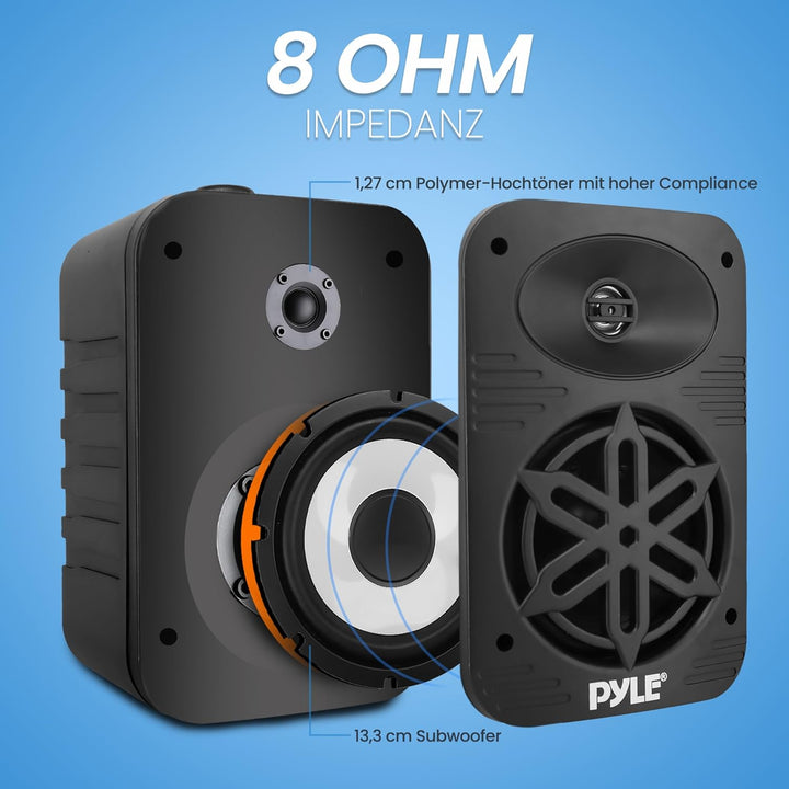 Pyle Lautsprecher Set Outdoor Indoor – 500W 4” 2-Wege Boxen wasserdicht Full Range Stereo Sound, Wet
