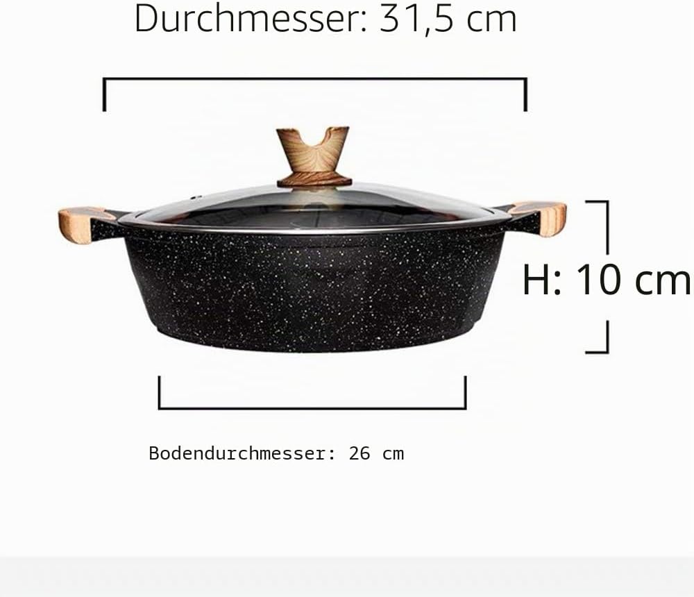 Granit Antihaft-Kochtopf 2,3 kg Grosses Fassungsvermögen Maifan-Stein geteilter Topf inklusive zwei
