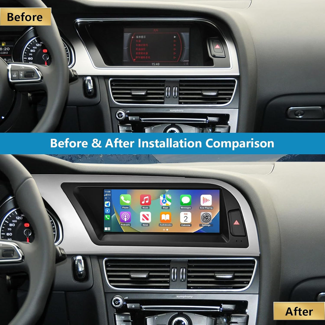 Autoradio 8,9 Zoll Touchscreen mit kabellosem Carplay und Android Auto für 2009–2016 Audi A4 S4 mit