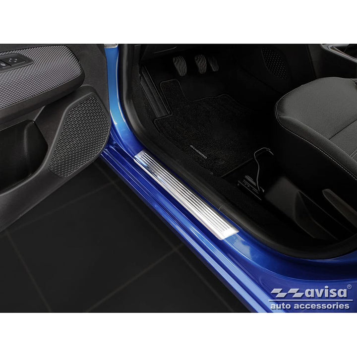 Avisa INOX Door sill Protectors Compatible with Dacia Sandero III 2020- incl. Stepway 'Lines' - 4-Pi