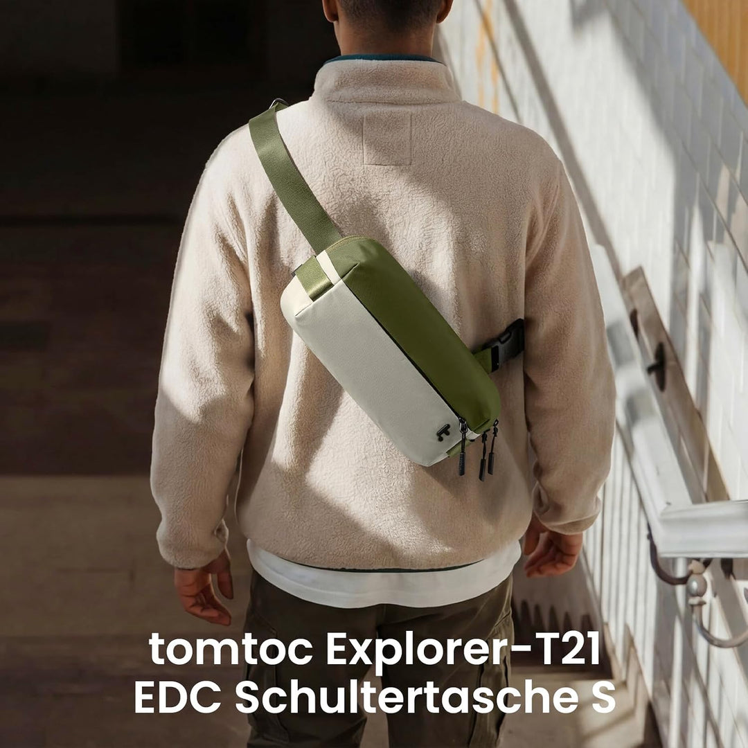 tomtoc Kompakt Sling Bag, 4L Minimalistisch Brusttasche Umhängetasche Schultertasche für Herren und