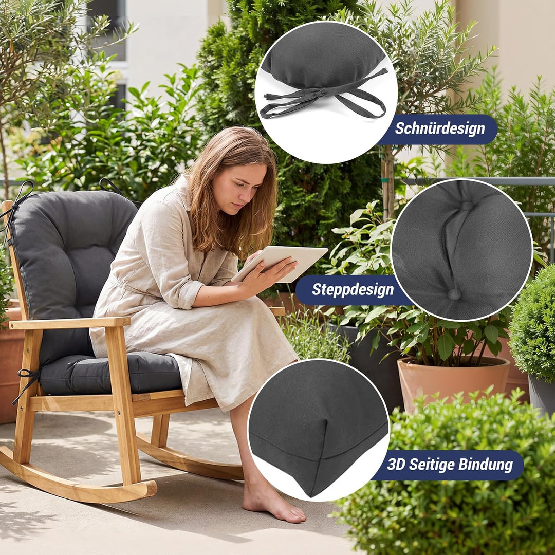 Dicke Outdoor Sitzkissen Stuhl 2 Stück Wasserdichtes (Dunkelgrau) | Erwachsene Stuhlkissen 48*48 mit