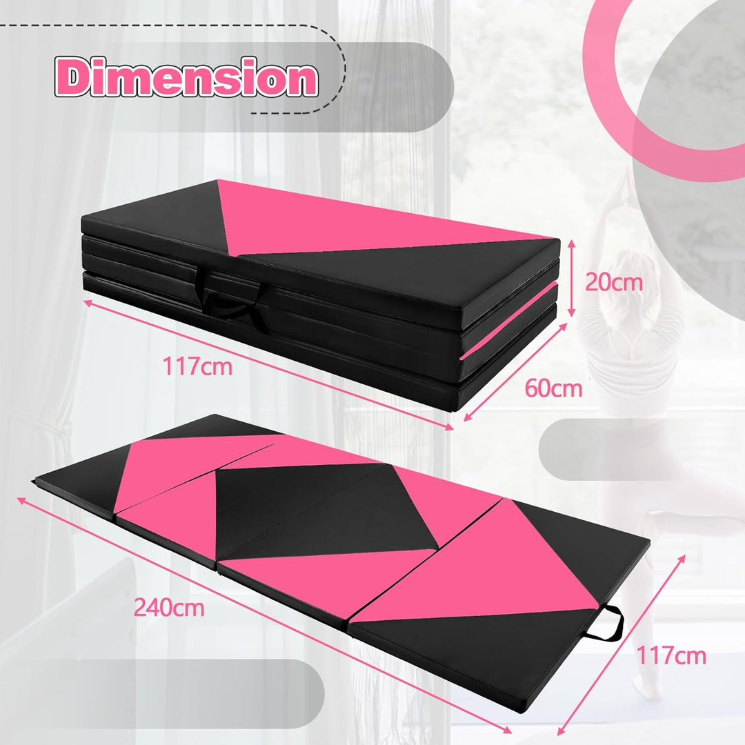 GOPLUS Turnmatte klappbar, 240×117×5cm Weichbodenmatte mit 2 Tragegriffen & Klettverschlüssen, Gymna