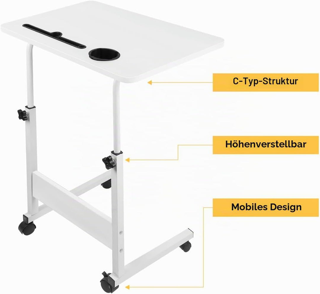PIPIPOXER 60x40cm Laptoptisch höhenverstellbarer Schreibtisch Computertisch mobiler Laptop-Schreibti