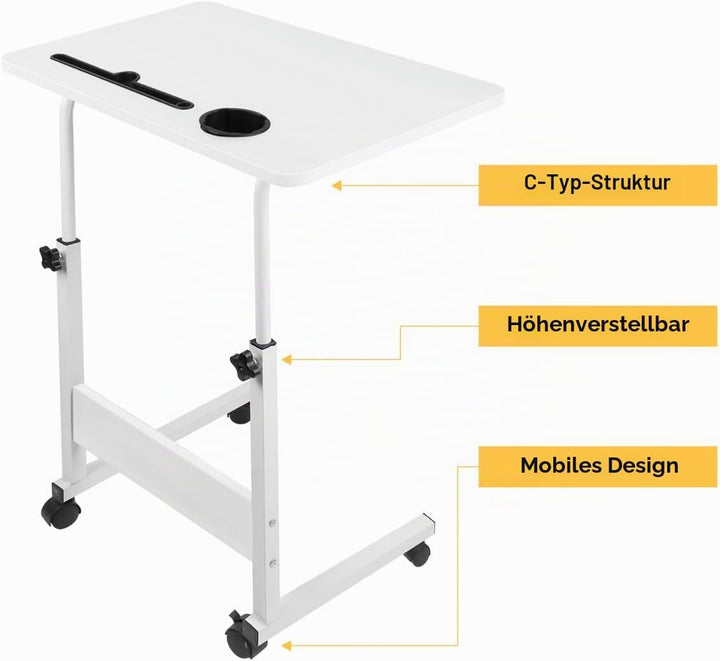 PIPIPOXER 60x40cm Laptoptisch höhenverstellbarer Schreibtisch Computertisch mobiler Laptop-Schreibti