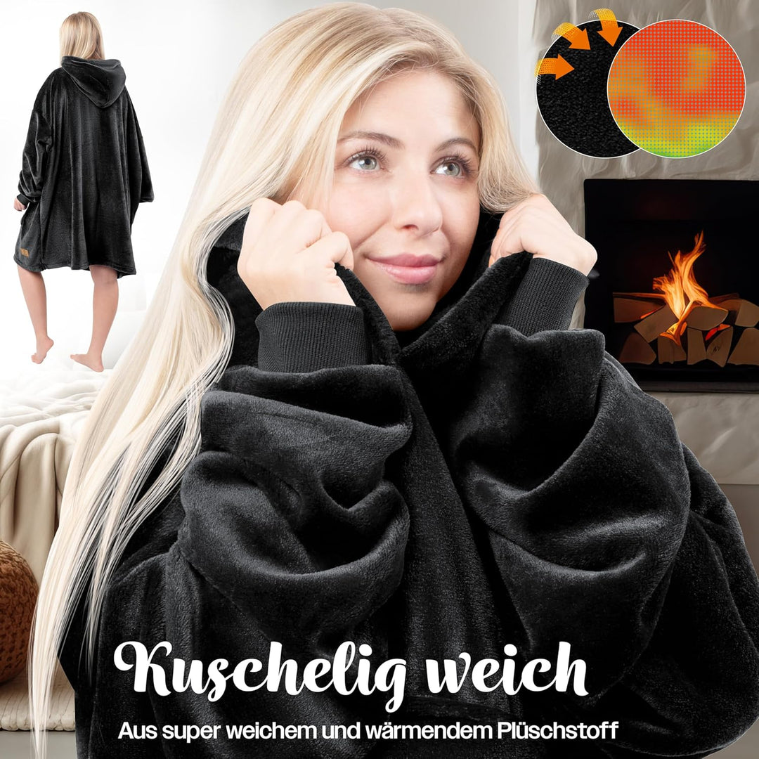 KESSER® Hoodie Decke Kuscheldecke mit Ärmeln Deckenpullover Vielseitig Tragbare Decke zum Anziehen f