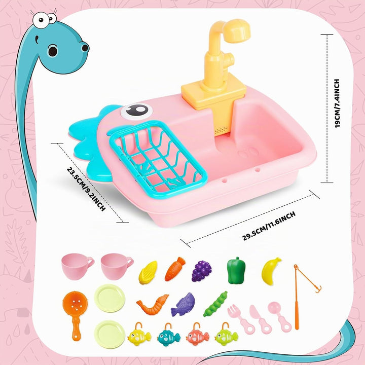 Küchenspüle Spielzeug Set mit Wasserkreislauf Geschirrspüler und Waschbecken 2 in 1 Kinderspielzeug