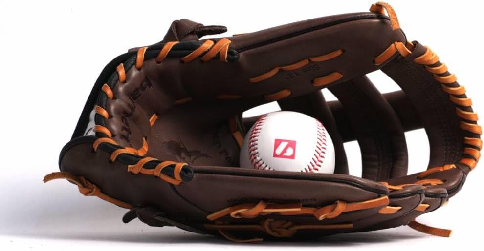 BARNETT GL-130 Baseball Handschuh, Echtleder, Wettkampf, Outfield & Softball 13", braun RH (für Link