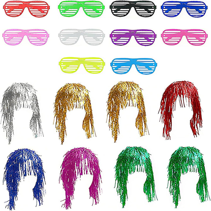 Fotobox Accessoires 86 Stück Party Dekoration Set mit Perücken Aufblasbarem Musikparty Zubehör Foto