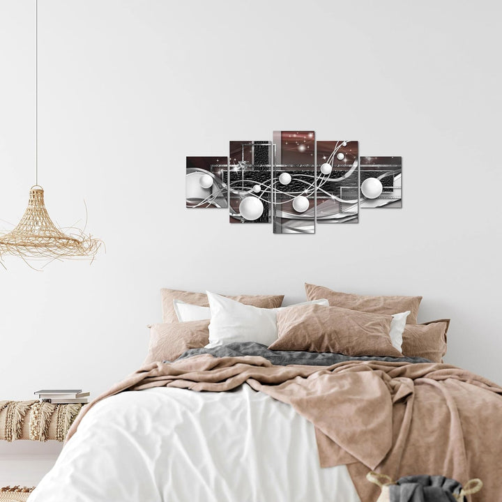 Runa Art Wandbilder Abstrakt Kugel 5 Teilig Bild auf Vlies Leinwand Deko Wohnzimmer Schlafzimmer Ill