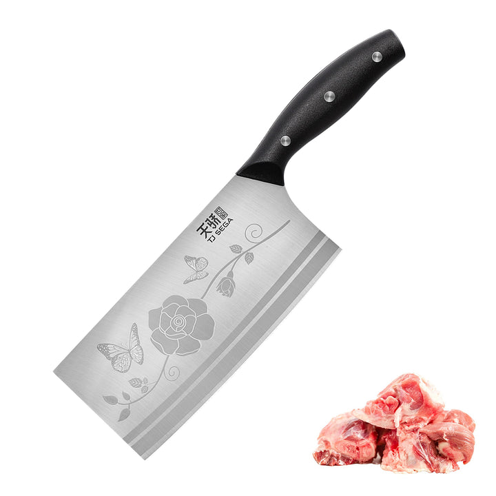 TJ POP Hackmesser Chinesisches Kochmesser Professionelles 19cm, Scharfer Küchenmesser mit Full Tang