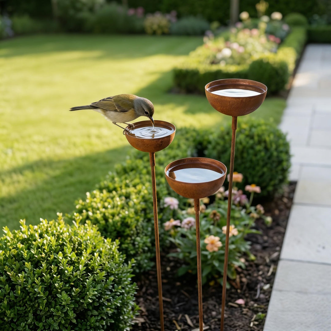 Regenfänger Gartenstecker Rost Gartenstecker Metall Gartendeko für Draussen Insektentränke Garten Na