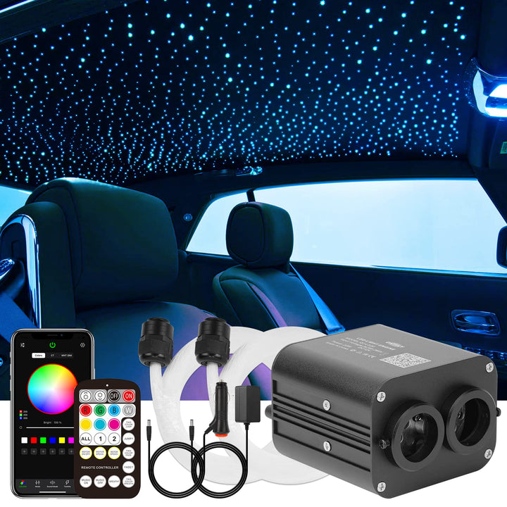 CHINLY Sternenhimmel Auto Glasfaser Licht für Auto/Decke, 20W Twinkle 1000pcs*0.75mm*4m Bluetooth RG