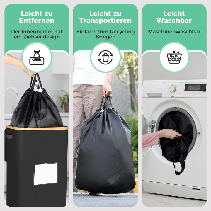 OUSFOT Pfandflaschen Sammelbehälte, 105L Leergut Sammelbehälter Schwarz Pfandflaschen Behälter Geeig
