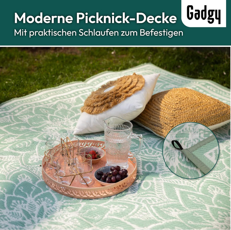 Gadgy Outdoor Teppich Wetterfest - Stylischer Balkon Teppich Wasserfest und UV-Beständig - Wendbarer