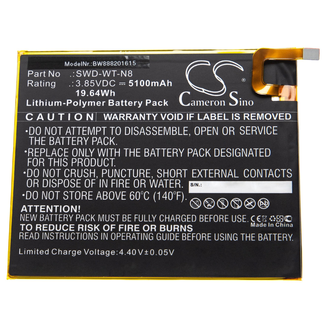 vhbw 1x Akku Ersatz für Samsung SWD-WT-N8 für Tablet Pad (5100 mAh, 3,85 V, Li-Polymer)