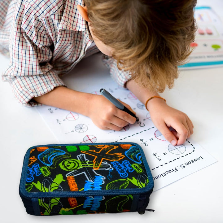 Federmappe Jungen,Mäppchen Jungs,Federtasche 3 Fächer,Federmäppchen Jungen,Federmappe Federmäppchen