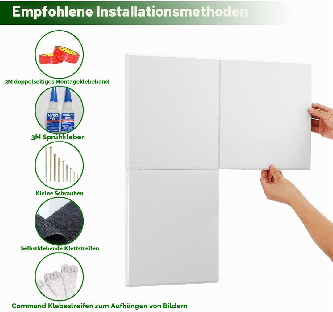 12 Stücke Akustikplatten,30 x 30 x 1 cm Hochdichte Akustik Panel Schallschutzpaneele für Tonstudio,