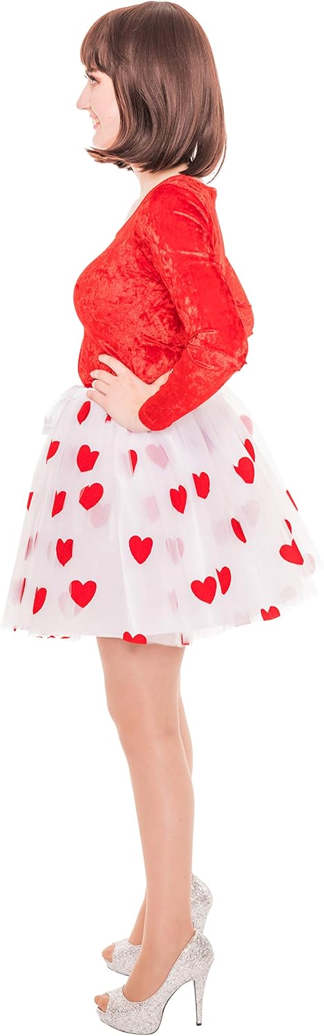 Petticoat Damen weiss mit Herzen rot