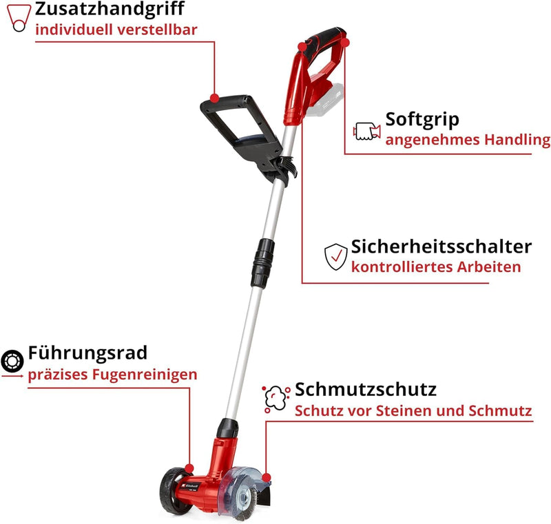 Einhell Akku-Fugenreiniger GE-CC 18 Li Solo Power X-Change (stufenloser Teleskop-Führungsholm, wechs