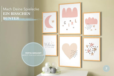 Papierschmiede® Bilder Kinderzimmer Kids Mood Poster Set Welcome Little Girl, Gerahmte Bilder fürs K