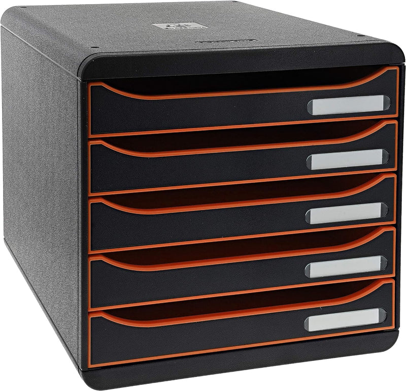 Exacompta 309988D Premium Ablagebox mit 5 Schubladen für DIN A4+ Dokumente. Stapelbare Schubladenbox
